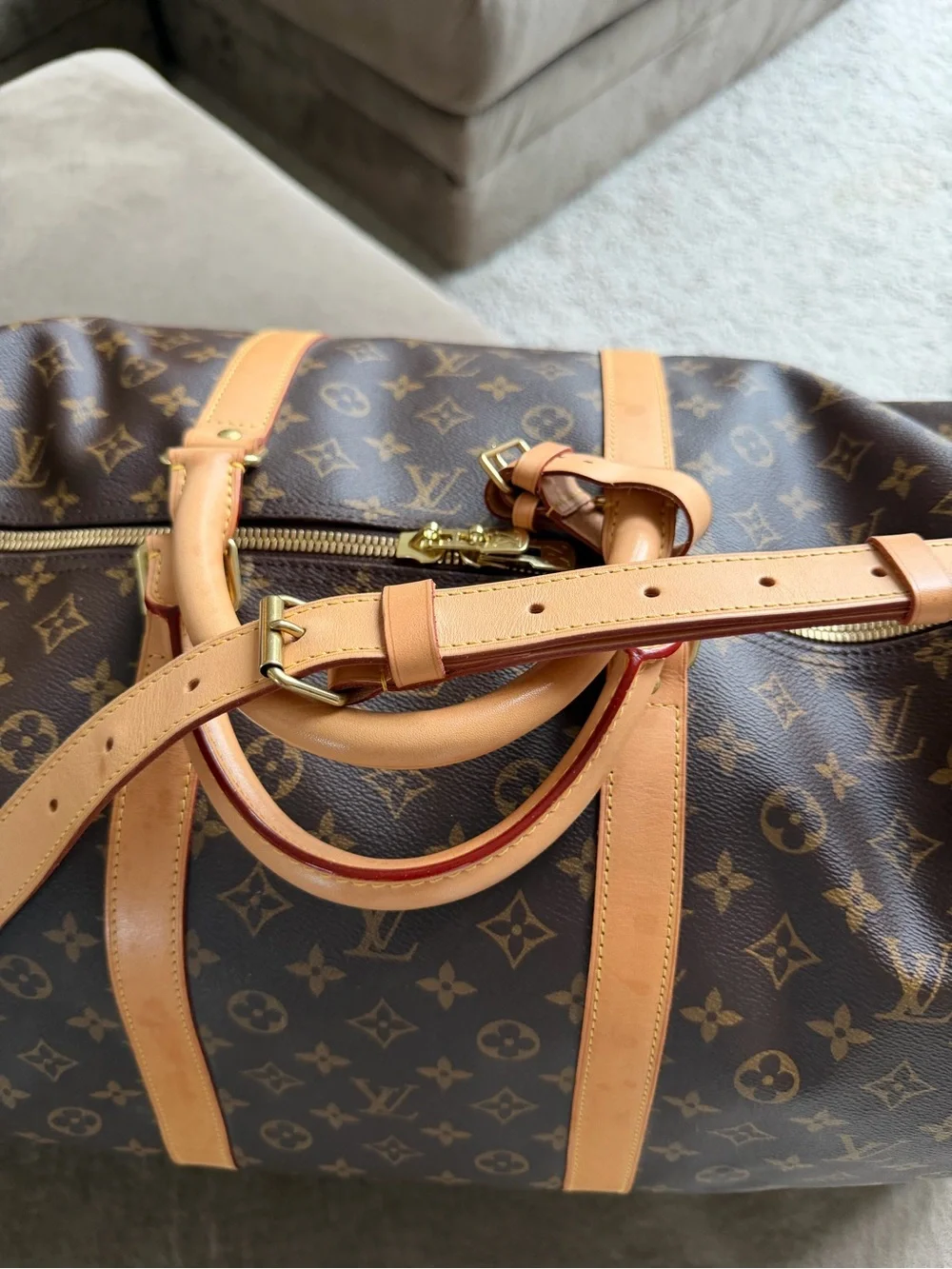 Louis Vuitton Monogram Keepall 60 Duffle Bandouliere Bag 55  🤎